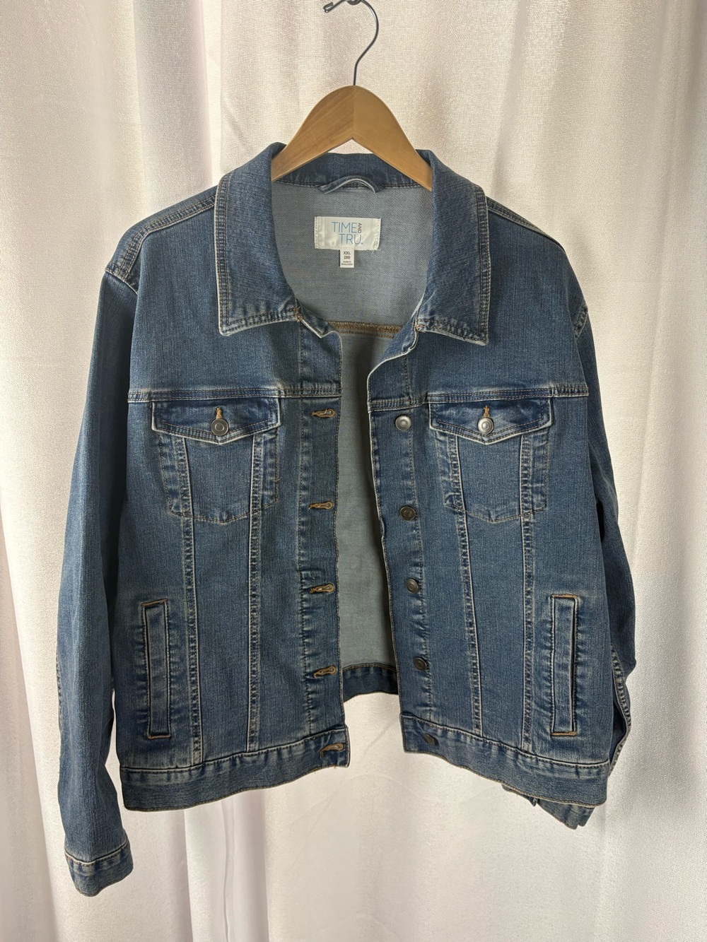 Time and Tru Denim Jacket Classic Fit Button Front Jean Jacket XXL GUC Plus Size